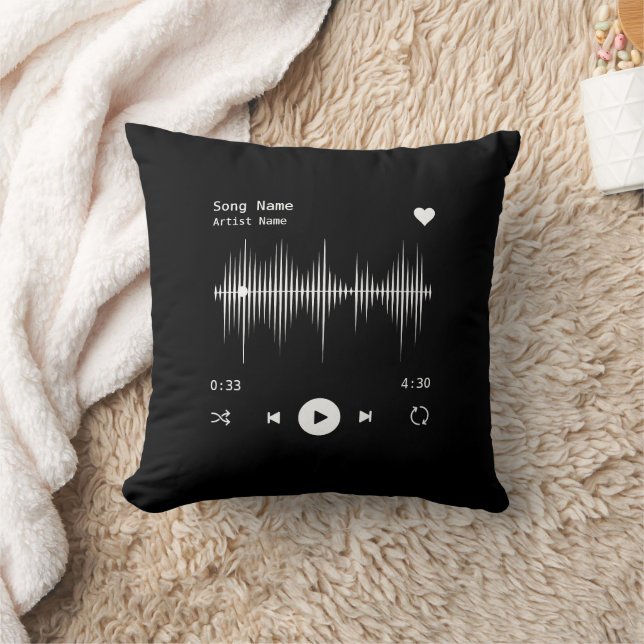 Music Player Artist und Song Personalisiert Black Kissen (Decke)