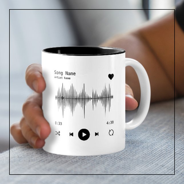 Music Player Artist und Song Personalisiert White Zweifarbige Tasse (Von Creator hochgeladen)