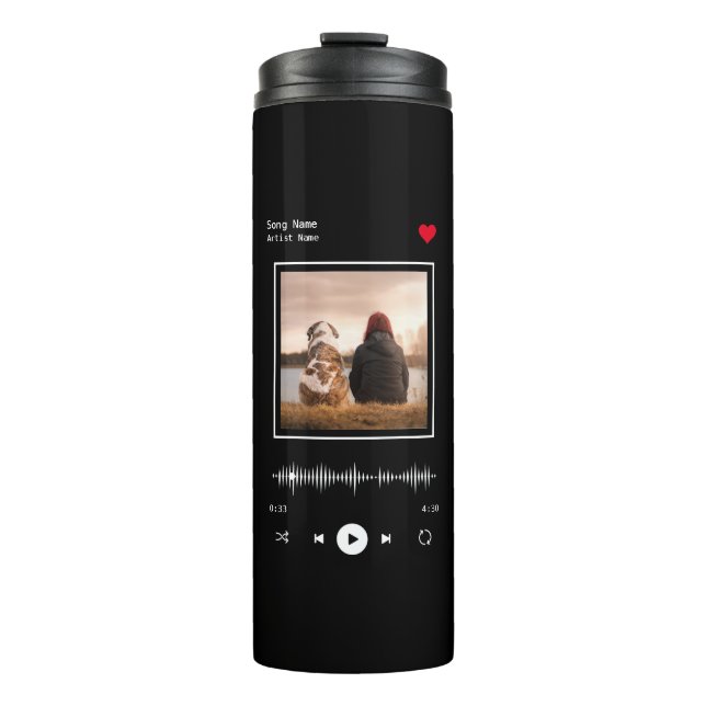 Music Player Artist und Song Personalisiertes Foto Thermosbecher (Vorderseite)