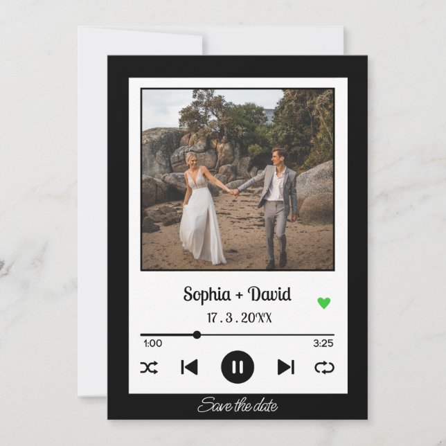 Music Player Foto Song Album Cover Save the Date Einladung (Vorderseite)