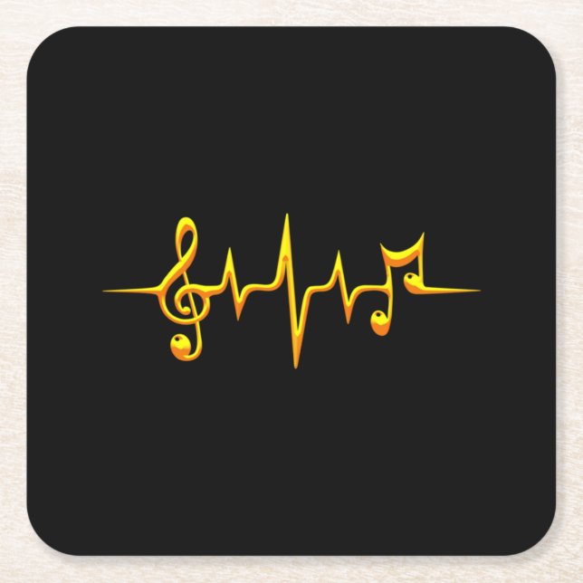 Music Pulse Notes Clef Frequency Wave Sound Rechteckiger Pappuntersetzer (Vorderseite)