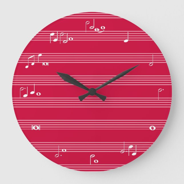 Music reading beats time clock - red große wanduhr (Vorderseite)
