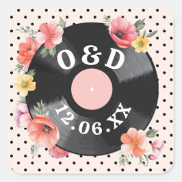 Music Record Wedding Floral 1950er Blume Stickers