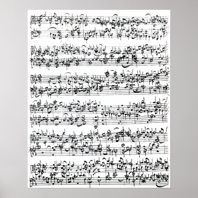 Music Score of Johann Sebastian Bach Poster (Vorne)