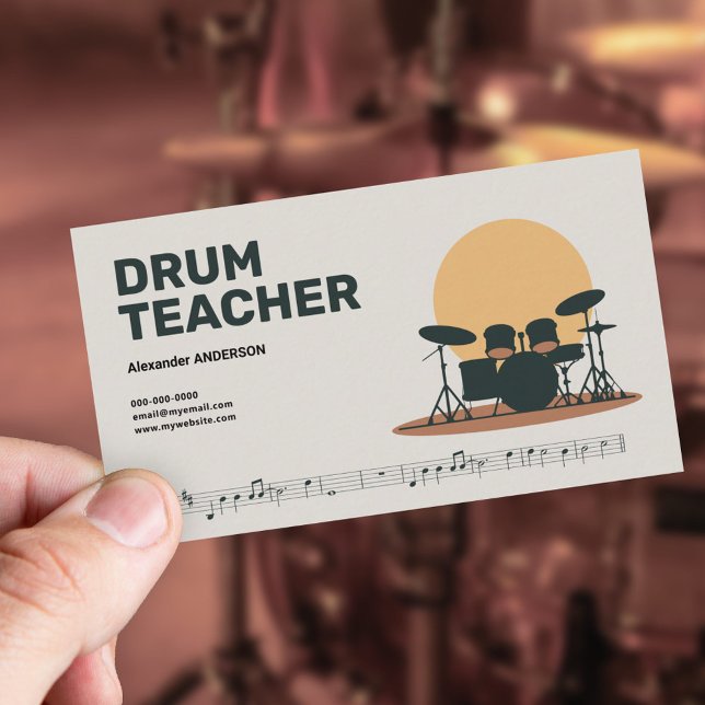 Music Sheet - Drum teacher Visitenkarte (Music Sheet - Drum teacher Business Card)