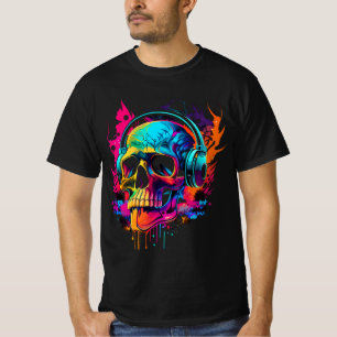 Music skull Bold 80er Retro Synthwave Graphic T-Sh T-Shirt