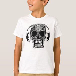 Music Skull mit Kopfhörern Zucker Schädel T-Shirt