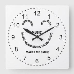 Music Smile Quadratische Wanduhr