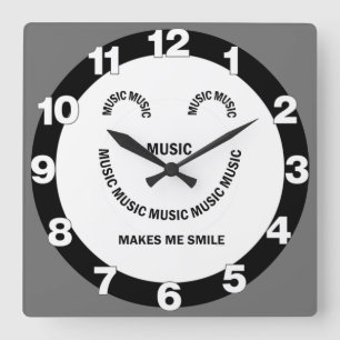Music Smile Square Wall Uhr
