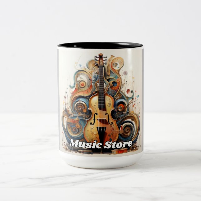 Music Store Music Kurse Zweifarbige Tasse (Mittel)