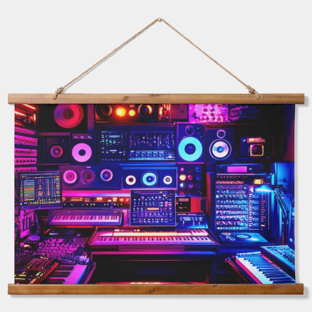 Music Studio Wandteppich Mit Holzrahmen (Vorne)