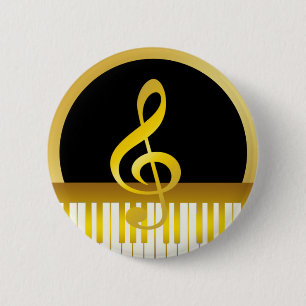 Music Symbol Gold Piano Board Clefs Notes Button