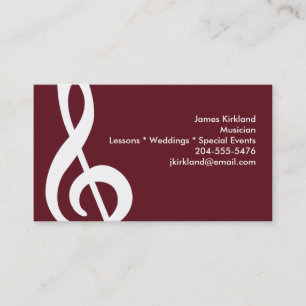 Music Teacher Band Director Studio Music Clef Visitenkarte