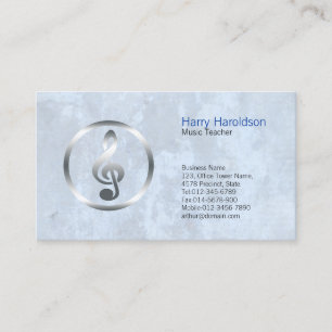 Music Teacher Bold Treble Clef Icon Business Card Visitenkarte