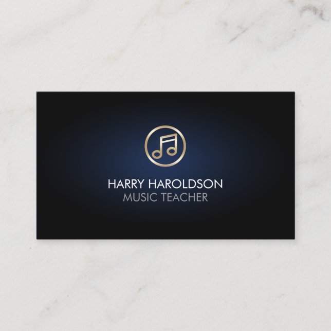 Music Teacher Faux Gold Music Note Icon Visitenkarte (Vorderseite)