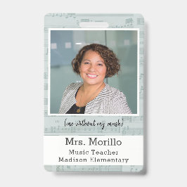 Music Teacher Foto ID Abzeichen Lächeln hinter Mas Ausweis