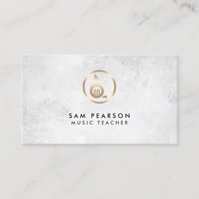 Music Teacher Gold French Horn Icon Business Card Visitenkarte (Vorderseite)