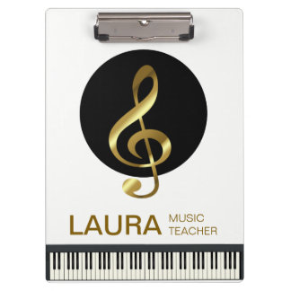 Music Teacher Gold Piano Keyboard Musiker DJ Klemmbrett