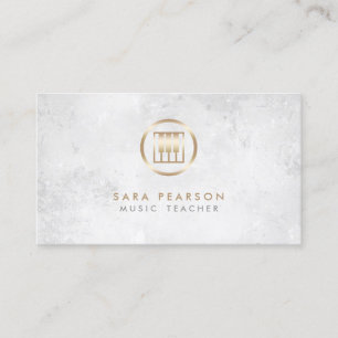 Music Teacher Gold Piano Keys Icon Business Card Visitenkarte