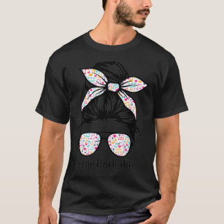 Music Teacher Messy Bun Life Haare Brille Musical T-Shirt