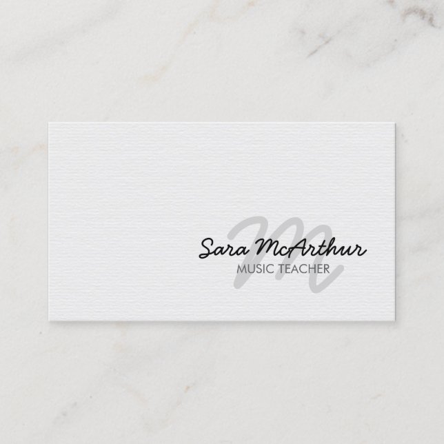 Music Teacher Monogram Business Card Visitenkarte (Vorderseite)