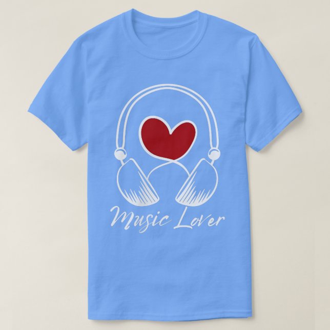 Music Teacher Music Lover I Heart Music Headphones T-Shirt (Design vorne)