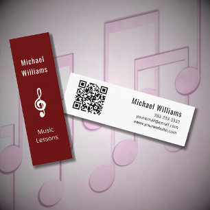 Music Teacher QR-Code Simple Treble Clef Mini Visitenkarte