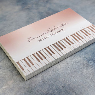 Music Teacher Rose Gold Pastel Piano Schlüssel Mus Visitenkarte