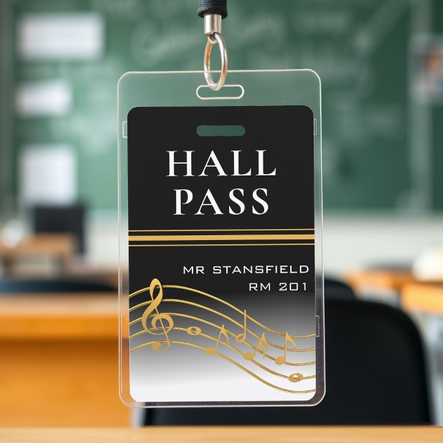 Music Teacher School Classroom Hall Pass Ausweis (Music Teacher School Classroom Hall Pass Badge
)