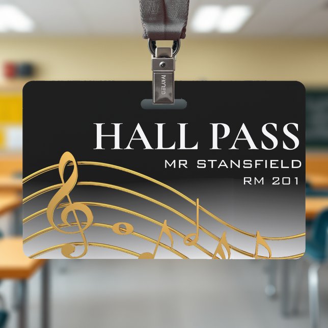 Music Teacher School Classroom Hall Pass Ausweis (Music Teacher School Classroom Hall Pass Badge
)