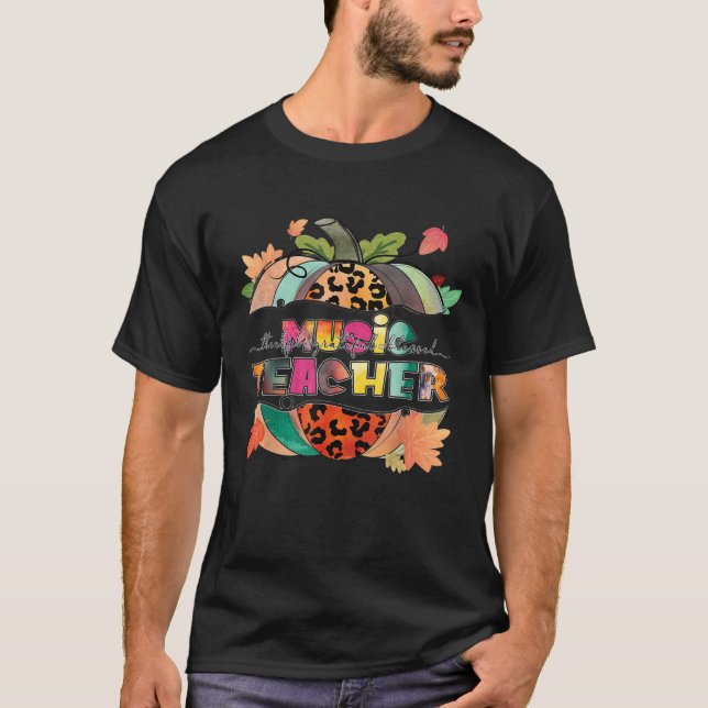 Music Teacher Thankful Grateful Blessed Pumpkin Au T-Shirt (Vorderseite)