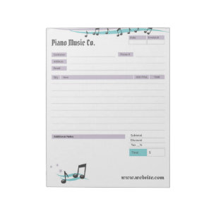 Music Teacher Theme Order Form/Invoice Notepad Notizblock