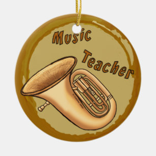 Music Teacher Tuba Premium Runde Ornamente