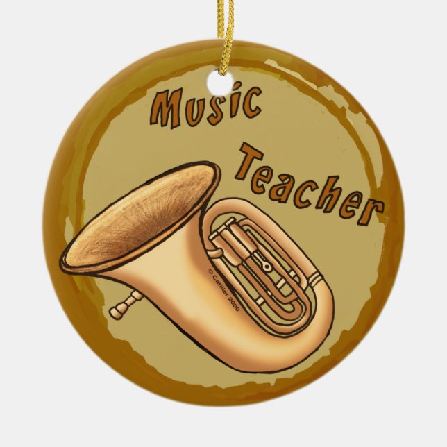 Music Teacher Tuba Premium Runde Ornamente (Vorne)
