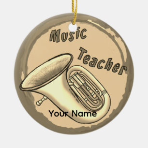 Music Teacher Tuba Premium Runde Ornamente