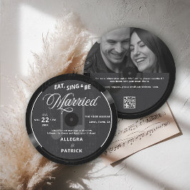 Music Theme Vintag Vinyl All One Foto QR Hochzeit Einladung