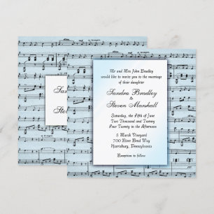 Music Theme Wedding Blue Sheet Music Einladung