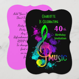 Music Themed Celebration Party Personalisiert Einladung