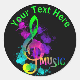 Music Themed Rainbow Treble Clef Personalisiert Runder Aufkleber