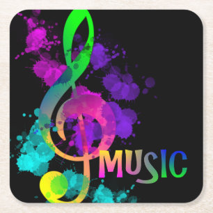 Music Themed Rainbow Treble Clef Rechteckiger Pappuntersetzer