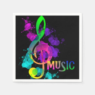Music Themed Rainbow Treble Clef Serviette