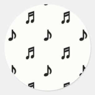 Music Themed Stickers:: Schwarze Musiknoten Runder Aufkleber