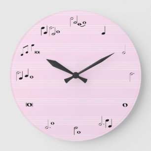 Music time clock - girly light pink große wanduhr
