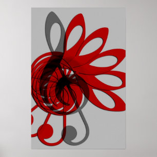 Music Treble Clef Abstrakt in Grau und Schwarz Poster