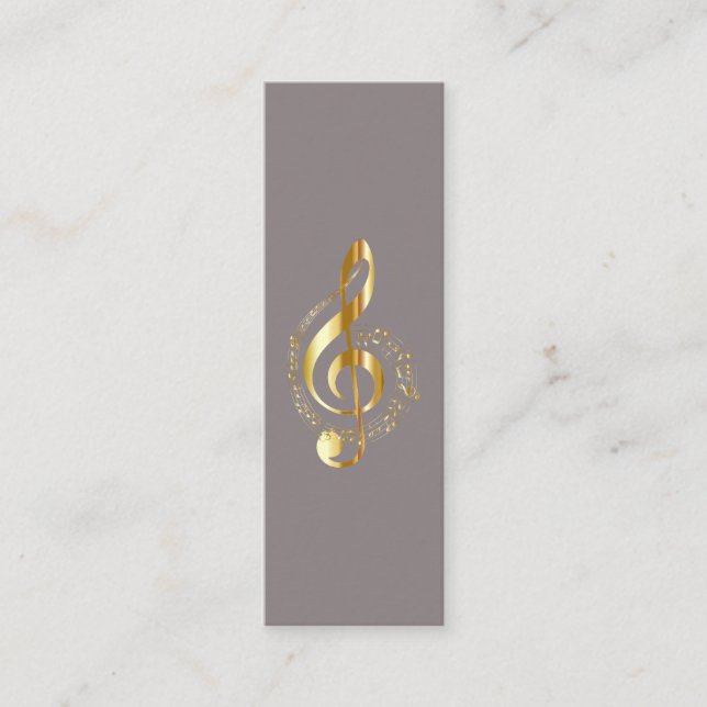 Music Treble Clef Chrome Personalisiert Mini Mini Visitenkarte (Vorderseite)