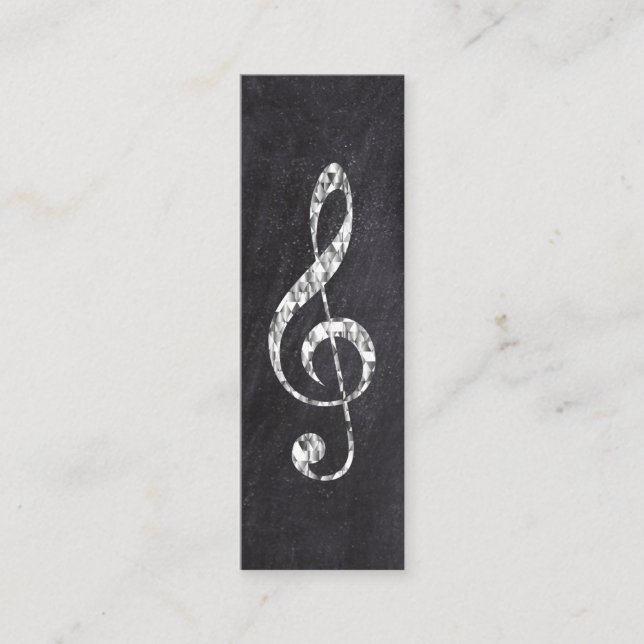 Music Treble Clef Chrome Personalisiert Mini Mini Visitenkarte (Vorderseite)
