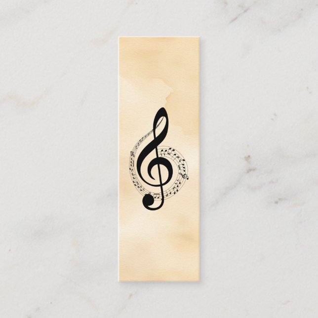 Music Treble Clef Chrome Personalisiert Mini Mini Visitenkarte (Vorderseite)