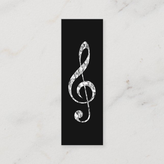 Music Treble Clef Chrome Personalisiert Mini Mini Visitenkarte (Vorderseite)