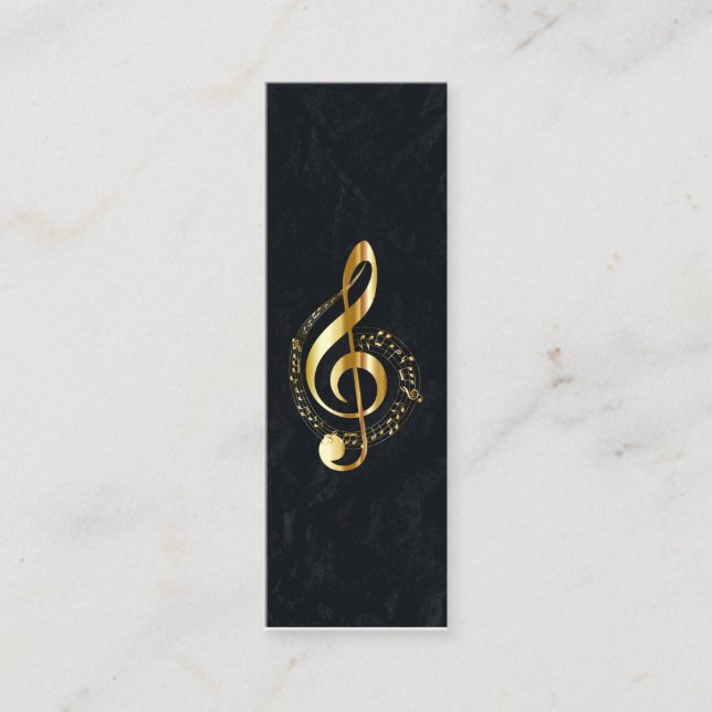 Music Treble Clef Chrome Personalisiert Mini Mini Visitenkarte (Vorderseite)