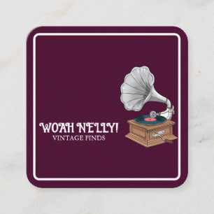 Music Treble Clef Chrome Personalisiert Mini Quadratische Visitenkarte